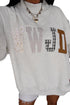 Wwjd Mixed Pattern Embroidered Patch Mock Neck Sweatshirt