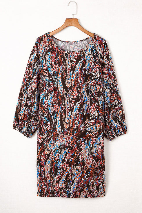 Exclusive Floral Print Stretch Knit Mini Dress