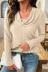 Ribbed Knit Cowl Neck Long Sleeve Top