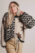 Leopard Star Pattern Round Neck Long Sleeve Shift Sweater