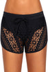 Geometric Lace Drawstring Waist Dolphin Hem Swim Shorts