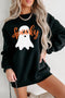 Playful Ghost Script Graphic Oversized Pullover Sweatshirt