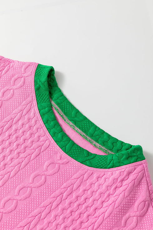 Exclusive Cable Knit Textured Two Piece Short Sets