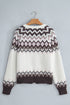Geometric Pattern Brushed Knit Apres Ski Cardigan