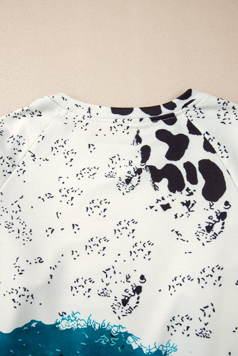 Abstract Print Raglan Sleeve Relaxed Pullover Sweatshirt