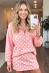 Polka Dot Hooded Long Sleeve Top Skort Dress Set
