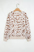 Leopard Print Dropped Shoulder Round Neck Sweatshirt