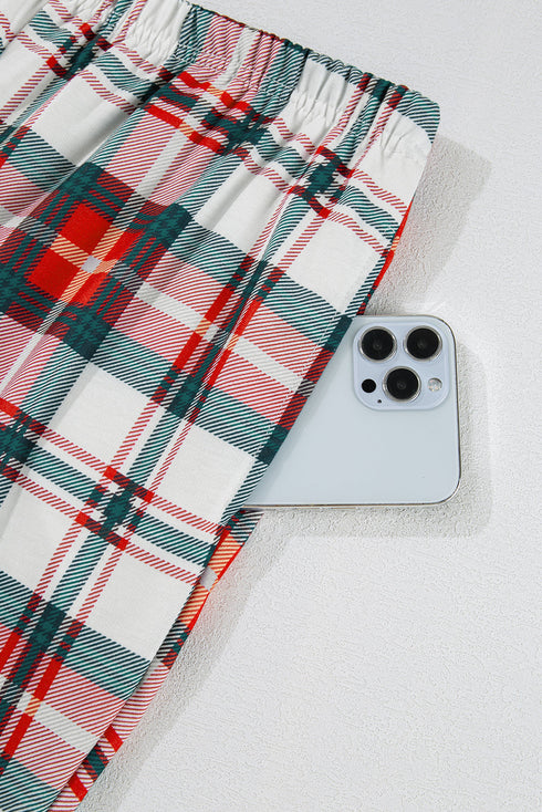 Plaid Print Long Sleeve Two Piece Pajama Set Sleepwear