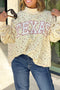 Floral Print Stand Neck Long Sleeve Slogan Sweatshirt