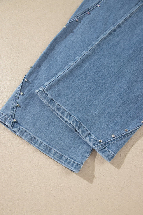 Side Seam Rivet Detail Regular Fit Ankle Jeans