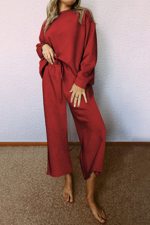 Ultra Loose Textured Slouchy Matching Pant Set