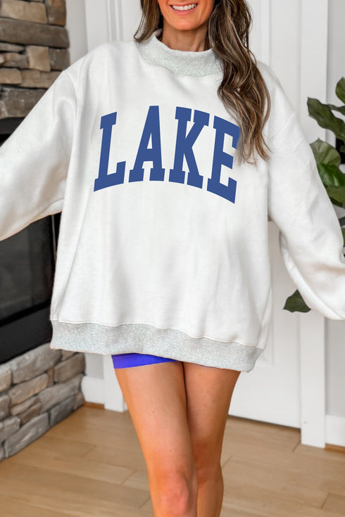 Usa America Reversible Mock Neck Dual Word Graphic Sweatshirt
