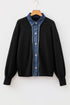 Drop Shoulder Placket Paneling Shirt Collar Long Sleeve Cardigan