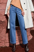 Casual Double Button High Rise Straight Leg Jeans