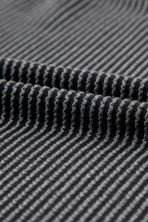 Corded Ribbed Knit Loose Fit Tee And Short Set