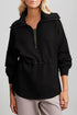 Dramatic Collar Half Zip Drawstring Waist Pullover Sweatshirt