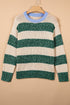 Polyester Striped Pattern Drop Shoulder Pullover Sweater