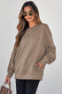 Textured Drop Shoulder Round Neck Pullover Sweatshirt