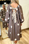 Back Bow Polka Dot Long Sleeve Midi Dress