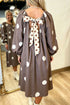 Back Bow Polka Dot Long Sleeve Midi Dress