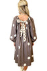 Back Bow Polka Dot Long Sleeve Midi Dress