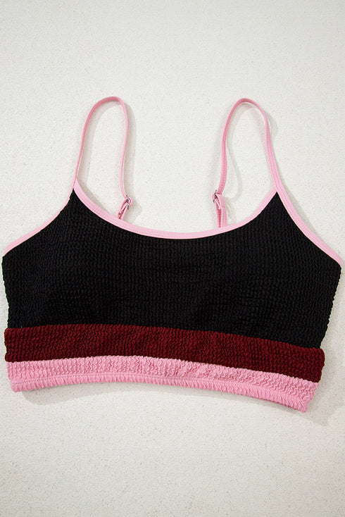 Textured Crinkle Scoop Neck High Waist Bikini Set