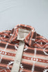 Geometric Print Fleece Metal Button Placket Shift Silhouette Vest