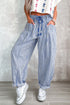 Southern Belle Striped Drawstring Loose Denim Pants