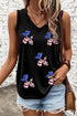 Balloon Dog Graphic Ribbed Trim Sleeveless V Neck Tank