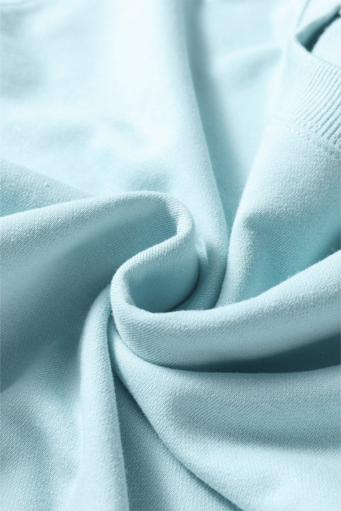 Banded Hem Crop Drop Shoulder Bubble Sleeve Pullover Drawstring Side Slit Wide Leg Pant Set