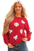 Baseball And Bow Appliqué Crewneck Sweatshirt