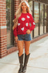 Baseball And Bow Appliqué Crewneck Sweatshirt