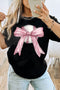 Baseball Bow Graphic Print Round Neck Short Sleeve Tee