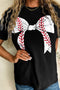 Baseball Bow Graphic Print Short Sleeve Tee