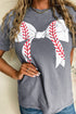 Baseball Bow Graphic Print Short Sleeve Tee