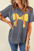 Baseball Bow Graphic Print Short Sleeve Tee