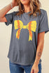 Baseball Bow Graphic Print Short Sleeve Tee