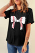Baseball Bow Graphic Print Short Sleeve Tee