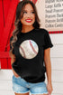 Baseball Graphic Print Short Sleeve Crew Neck Tee