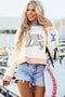 Baseball Print Star Sleeve Crew Neck Sweatshirt