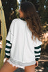 Baseball Stitch Bow Graphic Striped Sleeve Sweatshirt