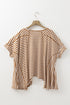 Batwing Sleeve Stripe Crewneck Oversized Cotton Top