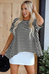 Batwing Sleeve Stripe Crewneck Oversized Cotton Top