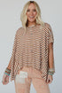 Batwing Sleeve Stripe Crewneck Oversized Cotton Top
