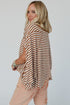 Batwing Sleeve Stripe Crewneck Oversized Cotton Top