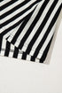 Batwing Sleeve Stripe Crewneck Oversized Cotton Top