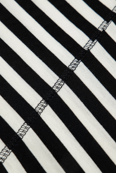 Batwing Sleeve Stripe Crewneck Oversized Cotton Top