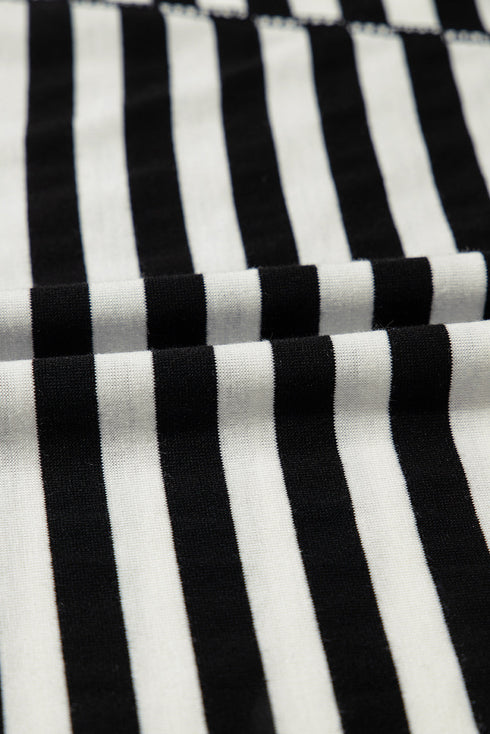 Batwing Sleeve Stripe Crewneck Oversized Cotton Top