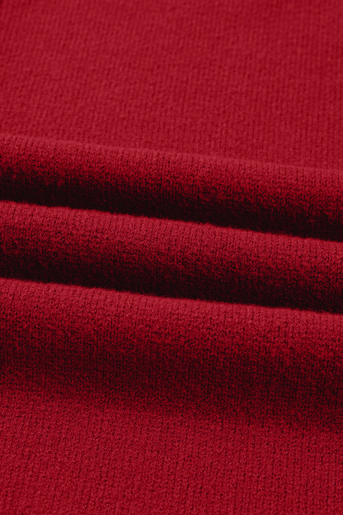 Cozy Mock Neck Ribbed Cuff Pocket Sweater Dress