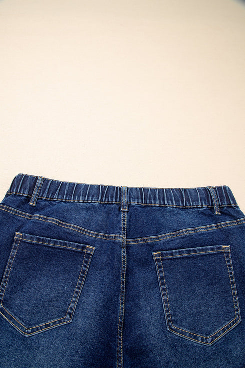 Washed Denim Lace Up Detail Statement Jeans